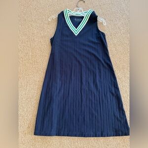 Southern Tide Navy  Dress with Green Striped Collar